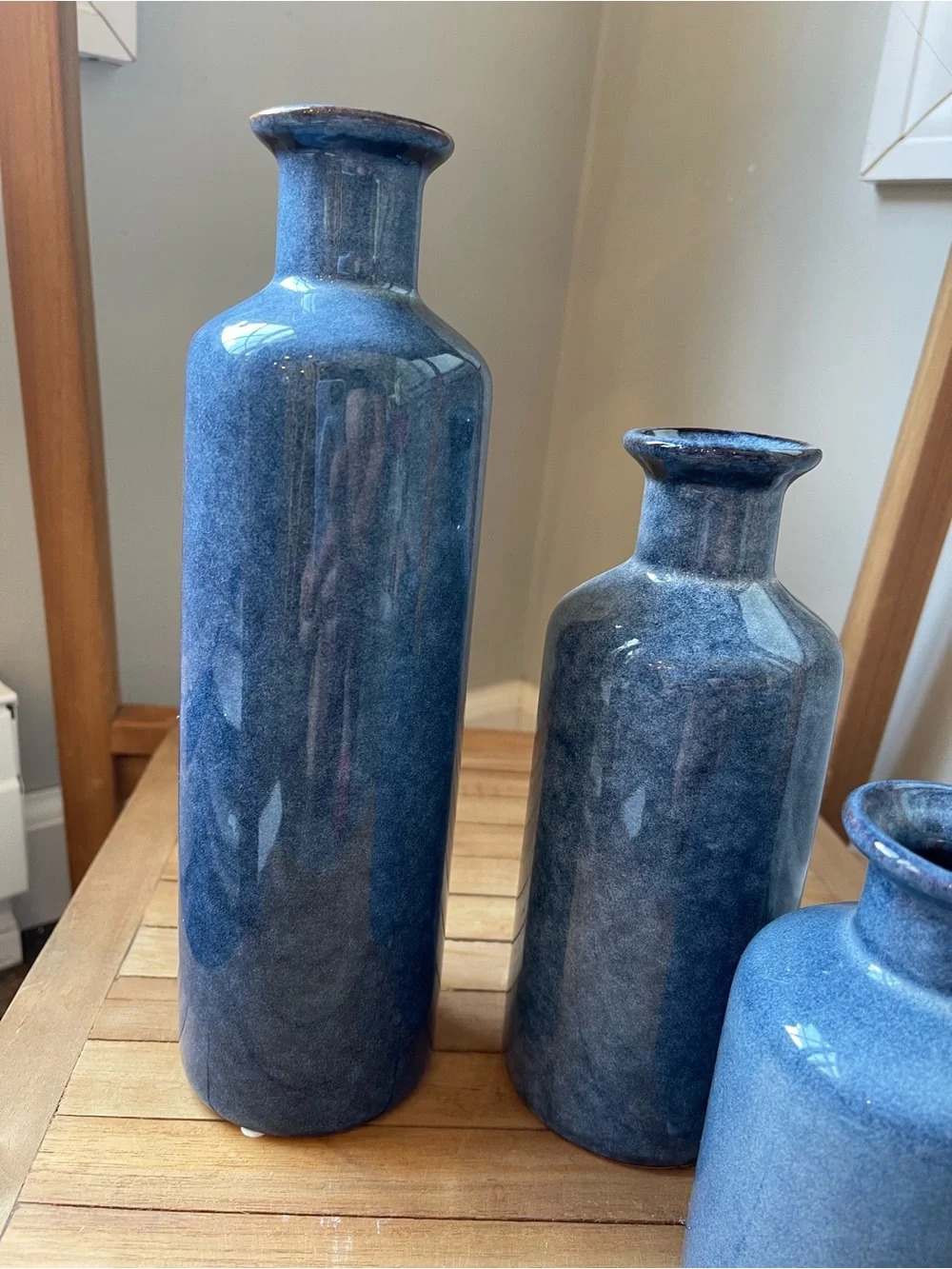 NEW Blue Ceramic Decorative Vase Set of 3 🌼